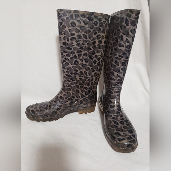 Coach Leopard Print Womens Rain Boots Size 41 (10) - Picture 1 of 10